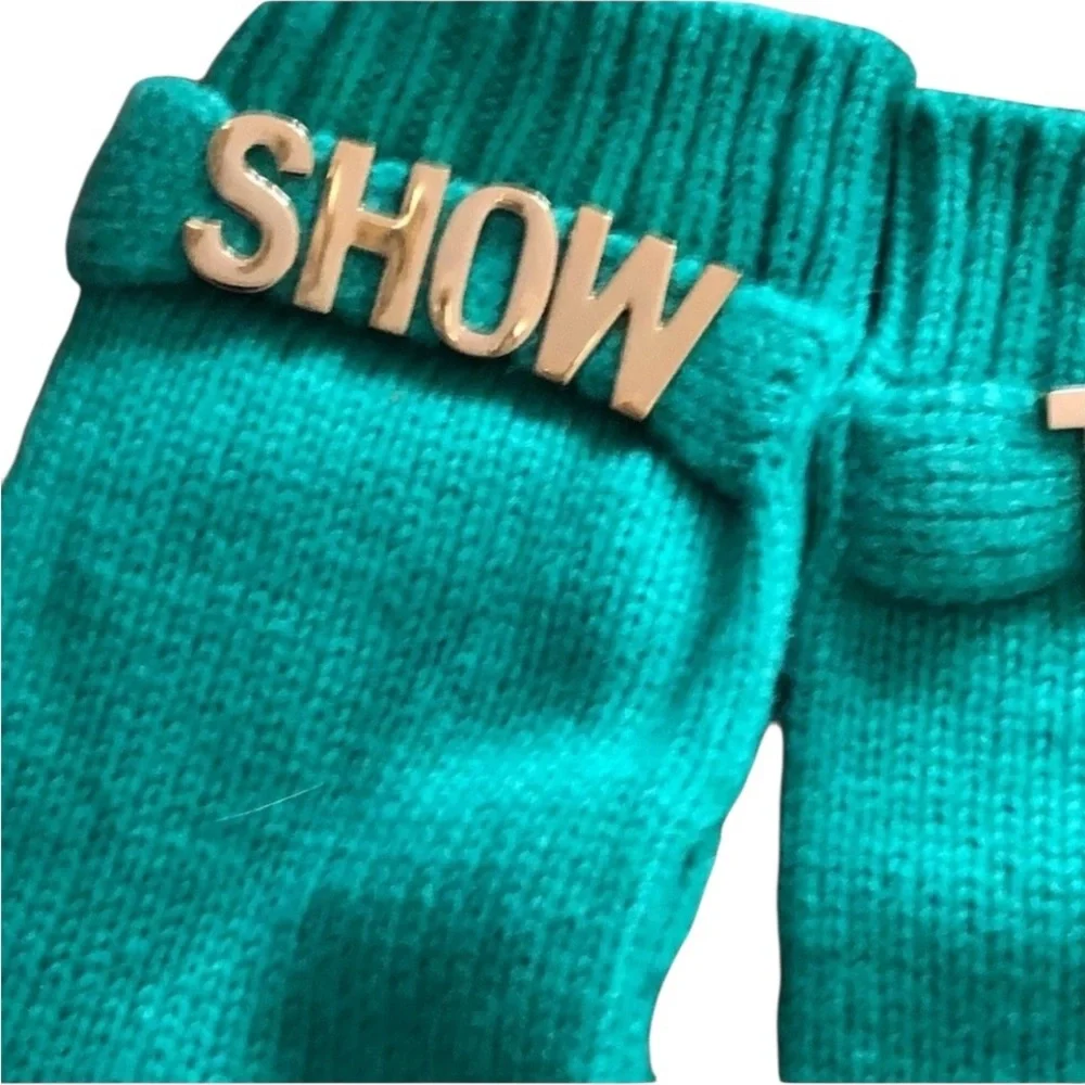 Emerald Green knit gloves SHOW & TELL there are a few pulls although